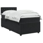 vidaXL Posteľ boxspring s matracom Čierna 80 x 200 cm Zamat – Obrázok 2