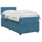 vidaXL Posteľ boxspring s matracom Tmavomodrá 80 x 200 cm Zamat – Obrázok 2