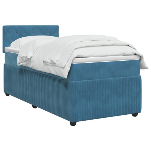 vidaXL Posteľ boxspring s matracom Tmavomodrá 80 x 200 cm Zamat – Obrázok 2