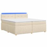 vidaXL Posteľ boxspring s matracom Krémová 200 x 200 cm Látka