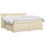 vidaXL Posteľ boxspring s matracom Krémová 200 x 200 cm Látka – Obrázok 2