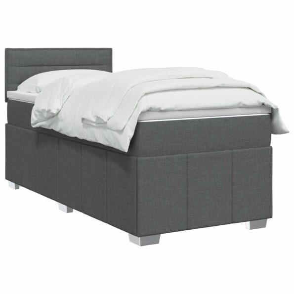 vidaXL Posteľ boxspring s matracom Tmavosivá 90 x 200 cm Látka – Obrázok 2