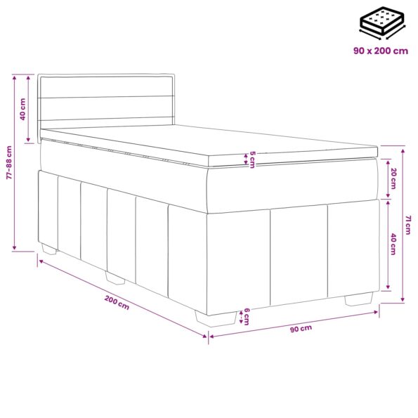vidaXL Posteľ boxspring s matracom Modrá 90 x 200 cm Látka – Obrázok 11