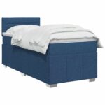 vidaXL Posteľ boxspring s matracom Modrá 90 x 200 cm Látka – Obrázok 2