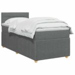 vidaXL Posteľ boxspring s matracom Tmavosivá 90 x 200 cm Látka – Obrázok 2