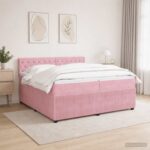 vidaXL Posteľ boxspring s matracom Ružová 200 x 200 cm Zamat – Obrázok 12