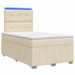 vidaXL LED boxspring posteľ s matracom Krémová 120 x 190 cm Látka