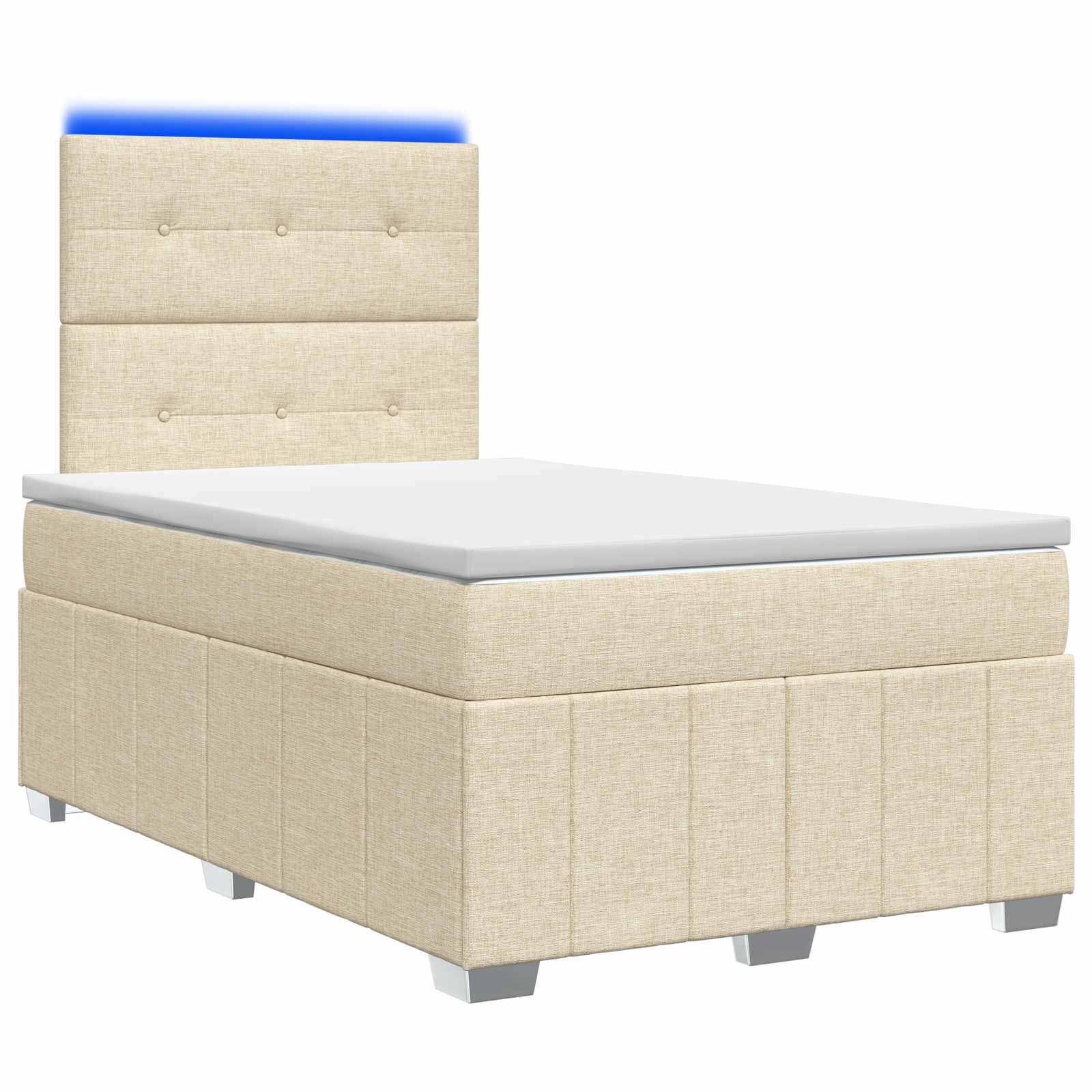 3455561_1.jpg vidaXL LED boxspring posteľ s matracom Krémová 120 x 190 cm Látka – Obrázok 1