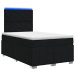 vidaXL LED boxspring posteľ s matracom Čierna 120 x 190 cm Látka