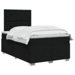 vidaXL LED boxspring posteľ s matracom Čierna 120 x 190 cm Látka – Obrázok 2