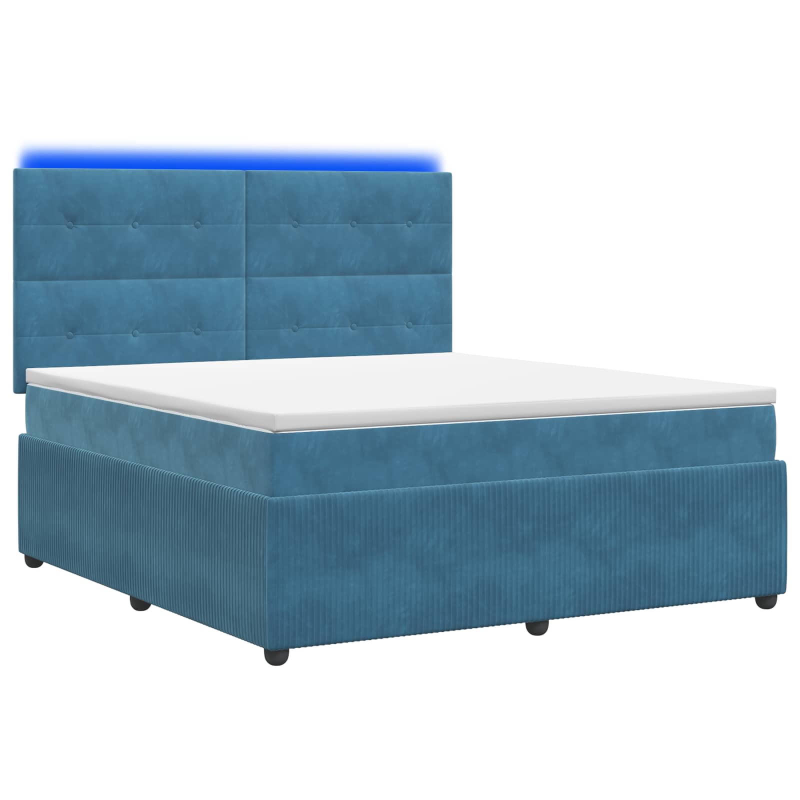 3456105_1.jpg vidaXL LED boxspring posteľ s matracom Modrá 160 x 200 cm Zamat – Obrázok 1