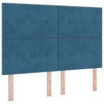 vidaXL LED boxspring posteľ s matracom Modrá 160 x 200 cm Zamat – Obrázok 3