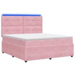vidaXL LED boxspring posteľ s matracom Ružová 180 x 200 cm Zamat