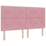vidaXL LED boxspring posteľ s matracom Ružová 180 x 200 cm Zamat – Obrázok 3