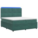 vidaXL LED boxspring posteľ s matracom Tmavozelená 200 x 200 cm Zamat