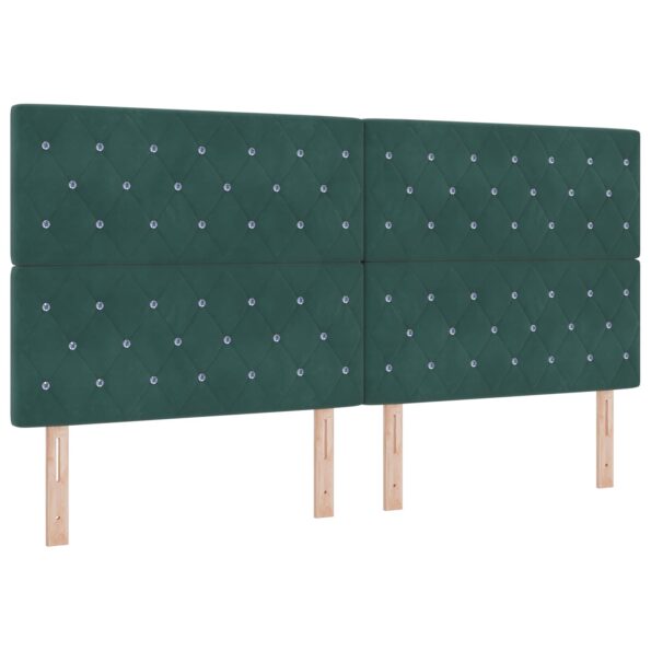 vidaXL LED boxspring posteľ s matracom Tmavozelená 200 x 200 cm Zamat – Obrázok 3