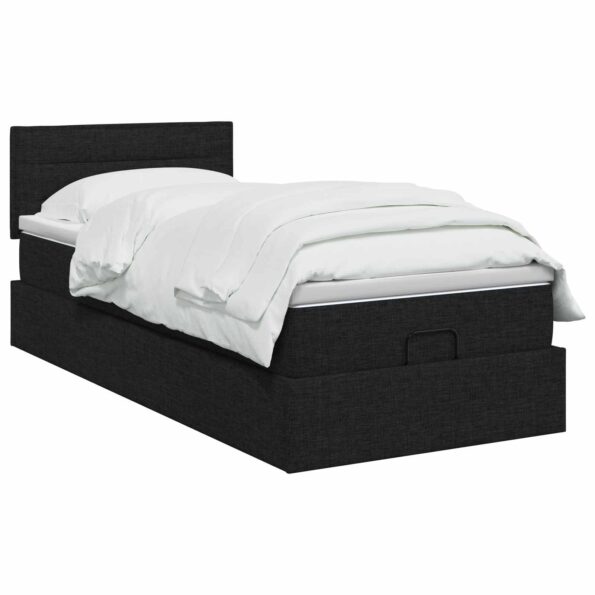 vidaXL Polohovací postel s matrací Čierna 80 x 200 cm Látka – Obrázok 2