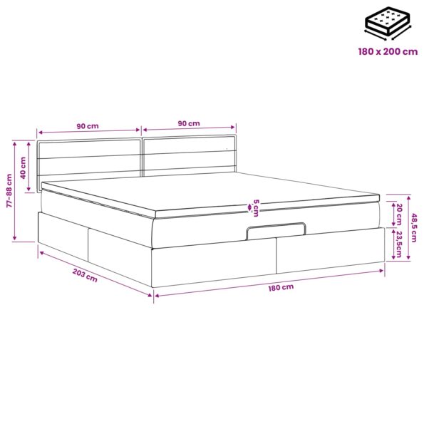 vidaXL Polohovací postel s matrací Modrá 180 x 200 cm Látka – Obrázok 11