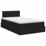 vidaXL Polohovací postel s matrací Čierna 120 x 190 cm Látka – Obrázok 4
