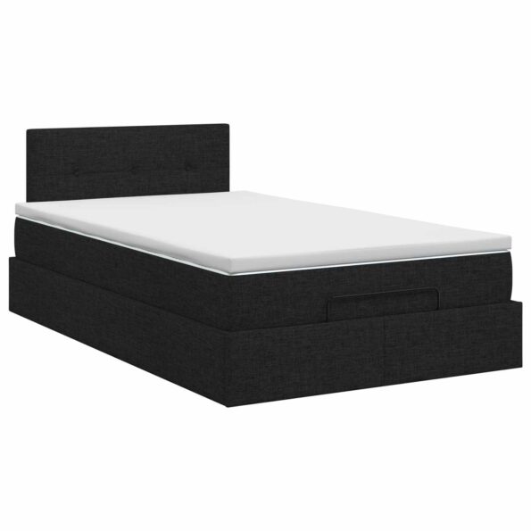 vidaXL Polohovací postel s matrací Čierna 120 x 190 cm Látka – Obrázok 4