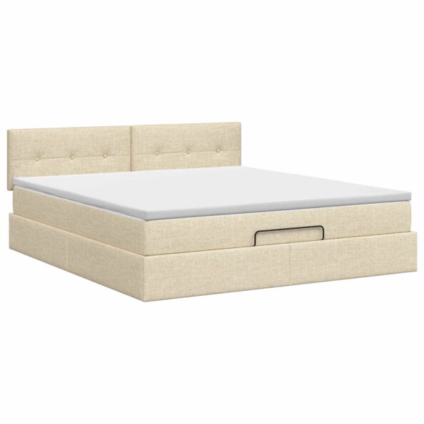 vidaXL Polohovací postel s matrací Krémová 140 x 190 cm Látka – Obrázok 4