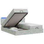 vidaXL Ottoman posteľ s matracom a LED Svetlosivá 160 x 200 cm Zamat