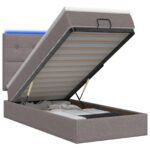 vidaXL Ottoman posteľ s matracom a LED Sivohnedá 90 x 190 cm Látka