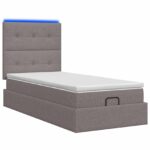 vidaXL Ottoman posteľ s matracom a LED Sivohnedá 90 x 190 cm Látka – Obrázok 7