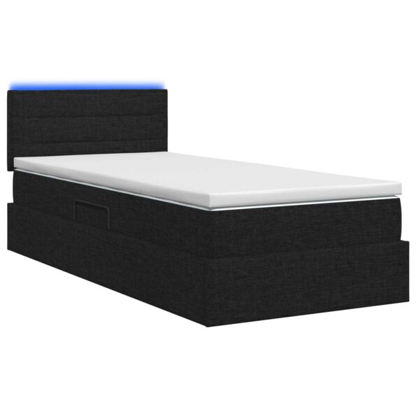 vidaXL LED úložná posteľ s matracom Čierna 90 x 200 cm Látka – Obrázok 7