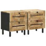 vidaXL Nočný stolík 2 ks Prírodná 40 x 33 x 46 cm Masívne mango drevo – Obrázok 2
