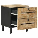 vidaXL Nočný stolík 2 ks Prírodná 40 x 33 x 46 cm Masívne mango drevo – Obrázok 3