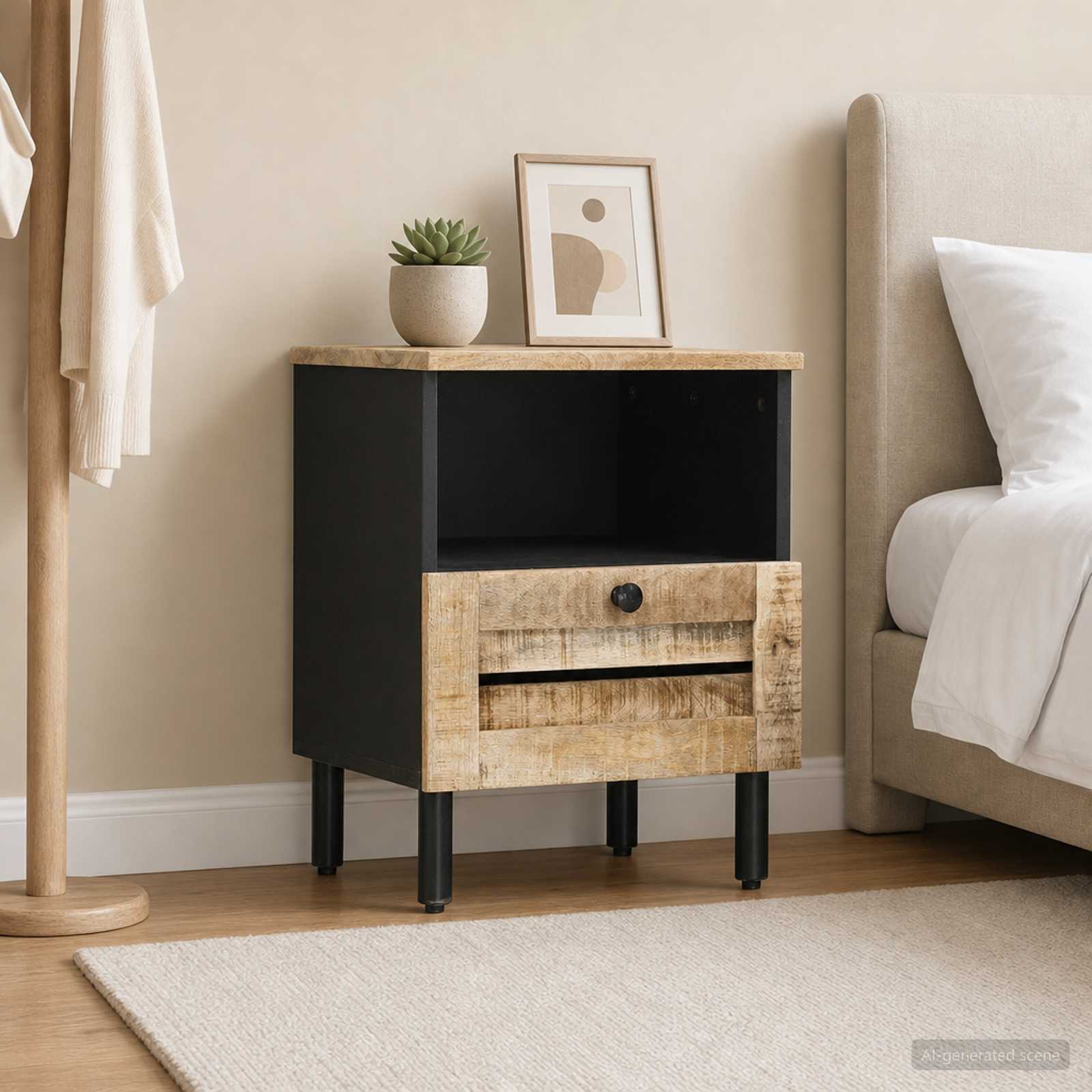 4018850_1.jpg vidaXL Nočný stolík Prírodná 40 x 33 x 46 cm Masívne mango drevo – Obrázok 1