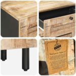 vidaXL Nočný stolík Prírodná 50 x 33 x 60 cm Masívne mango drevo – Obrázok 7
