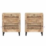 vidaXL Nočný stolík Prírodná 50 x 33 x 60 cm Masívne mango drevo – Obrázok 8