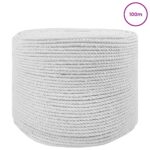 vidaXL Lano 10 pcs Biela Bavlna – Obrázok 3