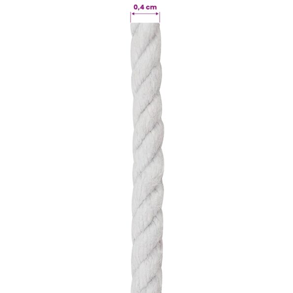 vidaXL Lano Biela 0,4 x 0,4 x 10000 cm Bavlna – Obrázok 5