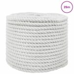 vidaXL Lano Biela 1 x 1 x 2500 cm Bavlna – Obrázok 2