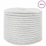vidaXL Lano Biela 1,4 x 1,4 x 10000 cm Bavlna – Obrázok 2