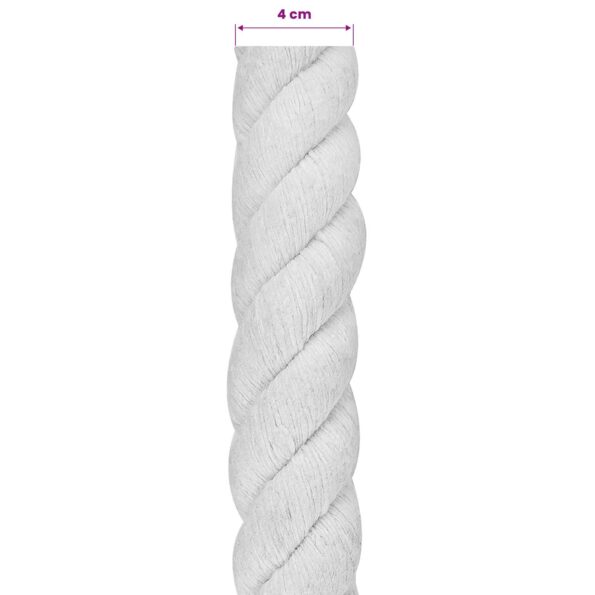 vidaXL Bavlnený povraz 10 m 40 Biela 100% bavlna – Obrázok 5