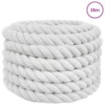 vidaXL Lano Biela 4 x 4 x 2500 cm Bavlna – Obrázok 2