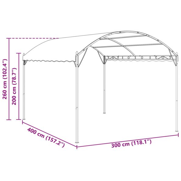 vidaXL Altánok 4 x 3 x 2,6 m Zelená Polyester a oceľ – Obrázok 7