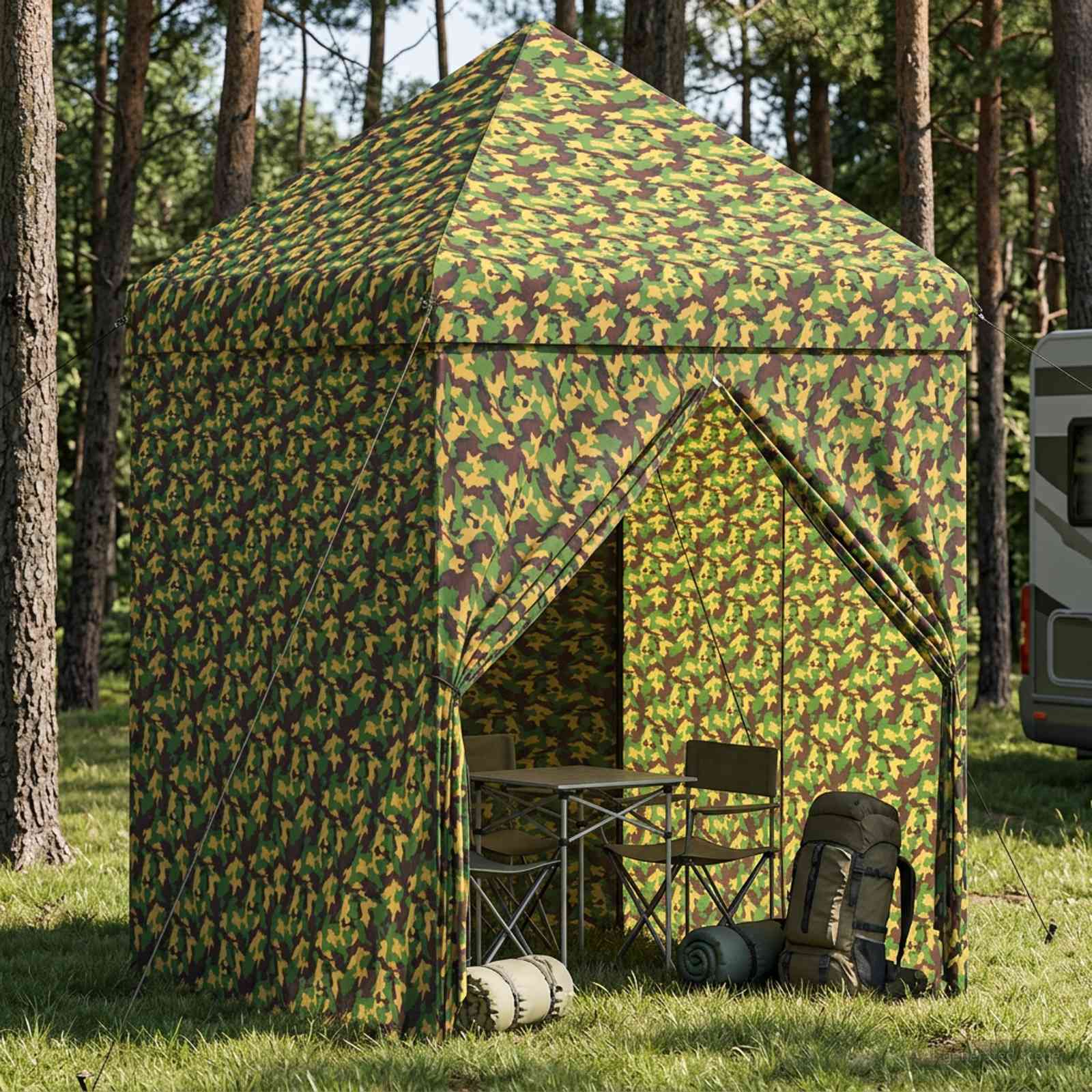 42036825_1.jpg vidaXL Baldachýn s 4 bočnými stenami 2,9 x 2,9 m Armádna kamufláž – Obrázok 1