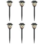 vidaXL Vonku umiestnené solárne svetlá s pozemným kolíkom 6 pcs 42 cm – Obrázok 2