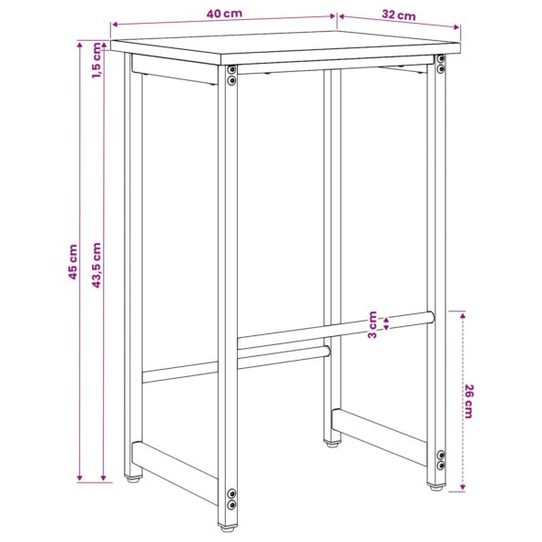 vidaXL Barová stolička 2 ks Dub sonoma 40 x 32 x 64 cm – Obrázok 6