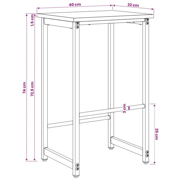 vidaXL Barová stolička 2 ks Staré drevo 40 x 32 x 74 cm – Obrázok 6