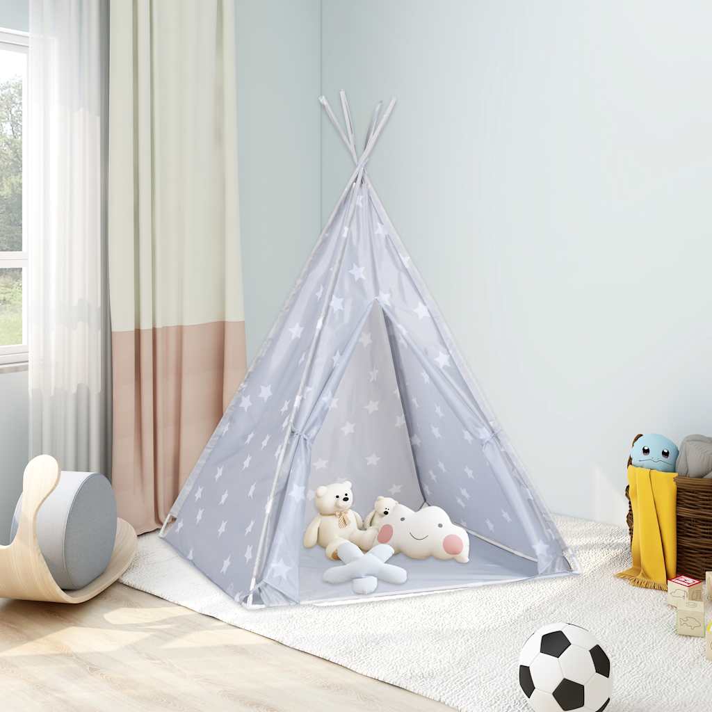 80275_1.jpg vidaXL Detský stan típí s taškou sivý 115x115x160 cm polyesterový – Obrázok 1