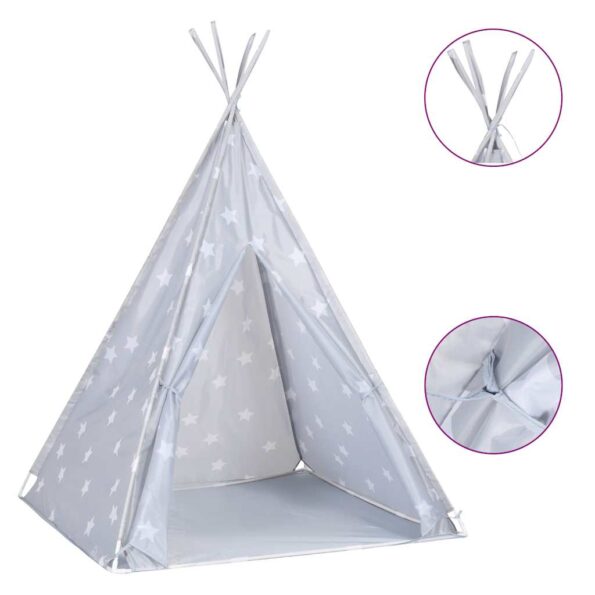 vidaXL Detský stan típí s taškou sivý 115x115x160 cm polyesterový – Obrázok 2