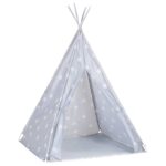 vidaXL Detský stan típí s taškou sivý 115x115x160 cm polyesterový – Obrázok 3