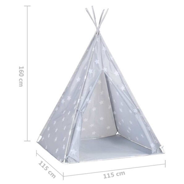 vidaXL Detský stan típí s taškou sivý 115x115x160 cm polyesterový – Obrázok 8