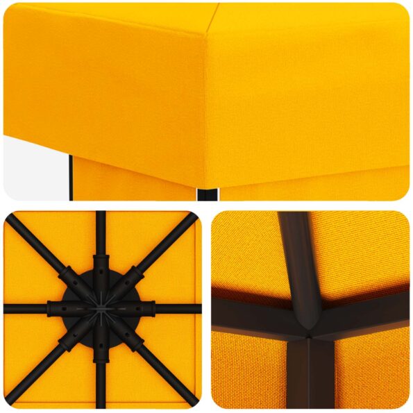 vidaXL Altánok 3 x 3 m Žltá Polyester a oceľ 190 gsm – Obrázok 5